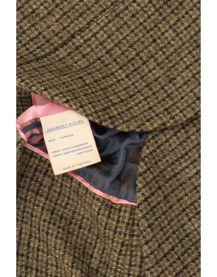 Giacca blazer a 3 bottoni da donna Jack Wills UK 10 piccola lana pied de poule kaki