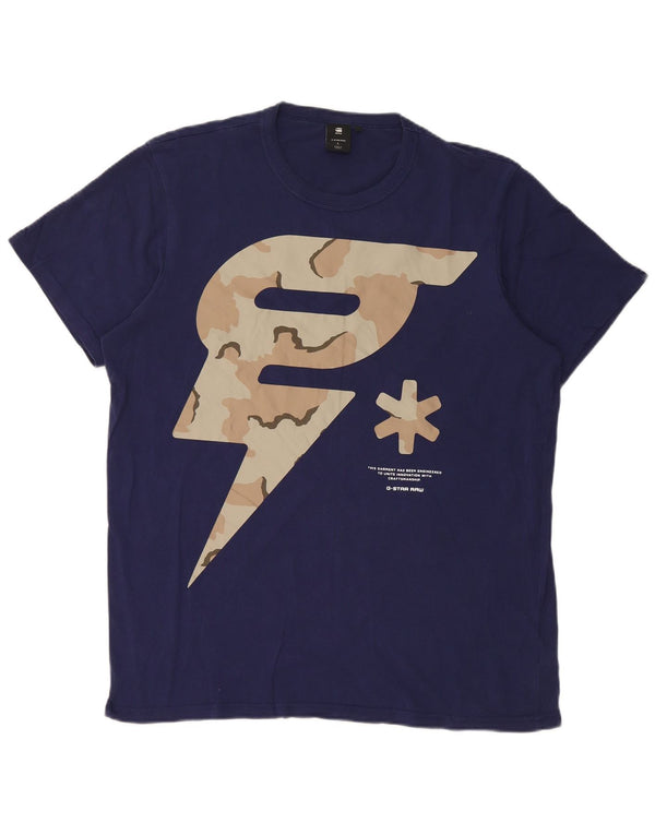 T-shirt grafica da uomo G-Star Top grande in cotone blu navy