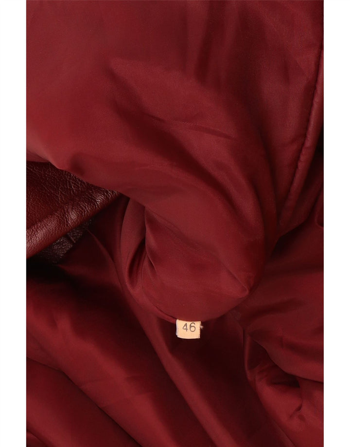 Cappotto in pelle vintage da donna IT 46 grande in pelle bordeaux