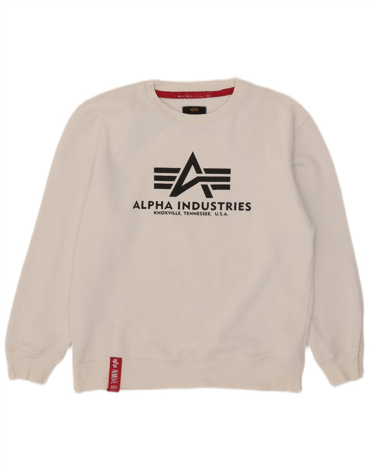 Felpa grafica da uomo Alpha Industries in cotone bianco medio