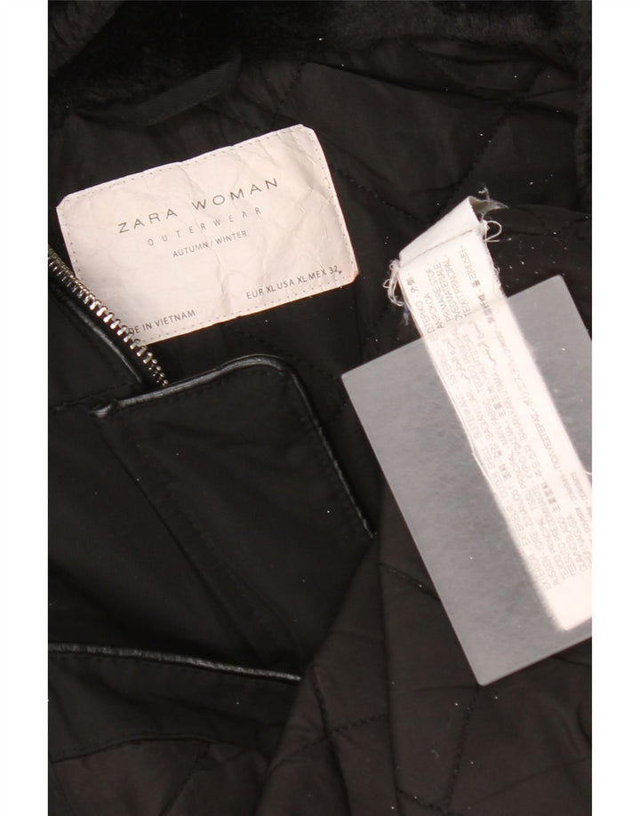 Giacca a vento con cappuccio da donna Zara UK 18 XL poliestere nero