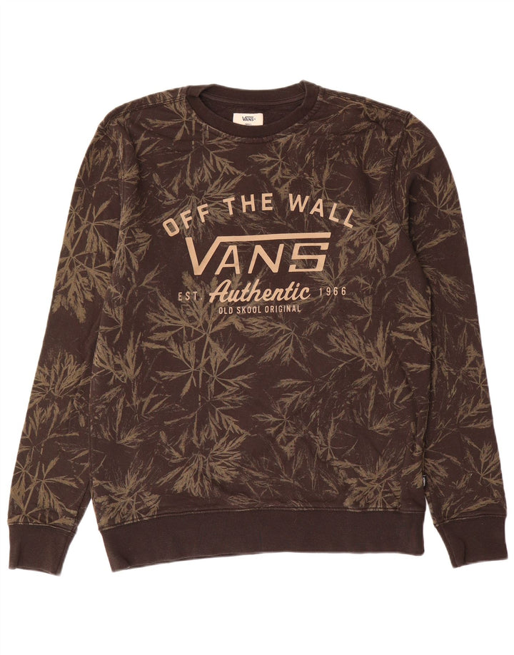 Felpa grafica da uomo di Vans, maglione piccolo, in cotone floreale marrone