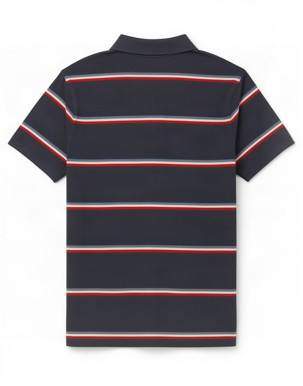 Polo da uomo vestibilità ampia Fat Face, grande cotone a righe blu navy