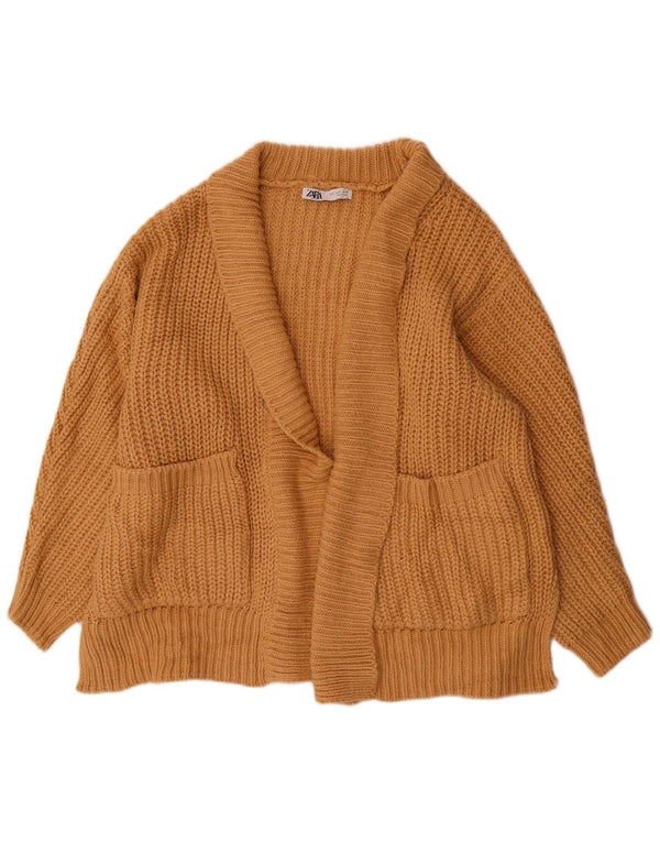 Maglione cardigan aperto oversize da donna Zara UK 10 piccolo marrone