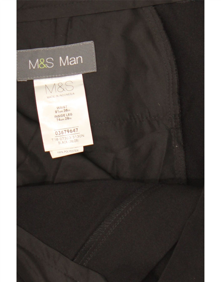 Pantaloni chino dritti da uomo Marks & Spencer W36 L29 poliestere nero