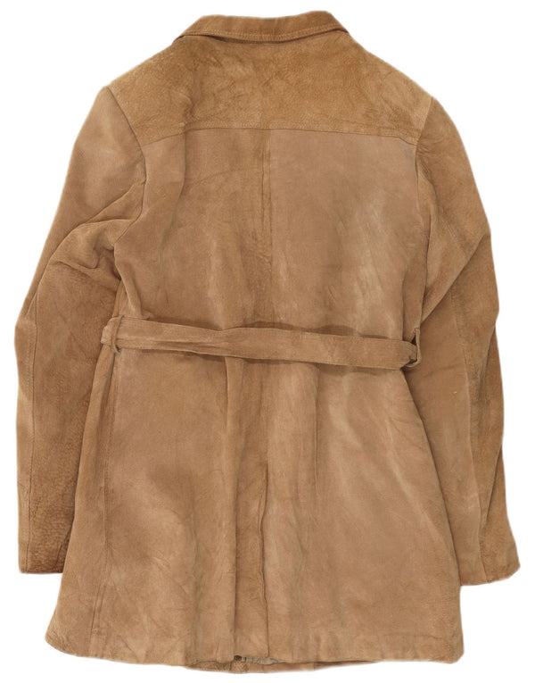 Soprabito vintage da donna in pelle scamosciata UK 14 Beige medio