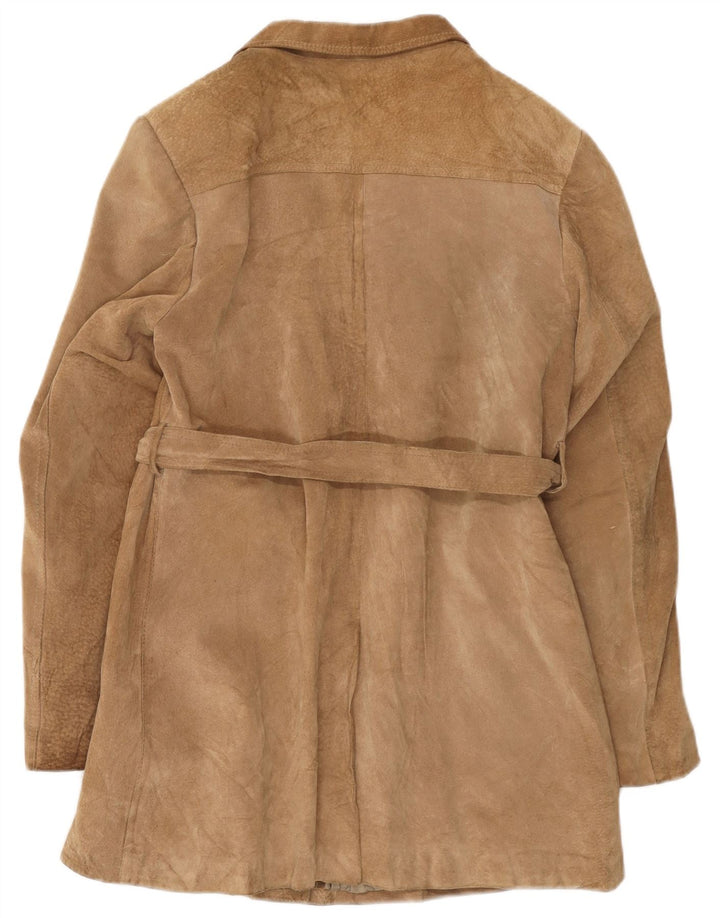 Soprabito vintage da donna in pelle scamosciata UK 14 Beige medio