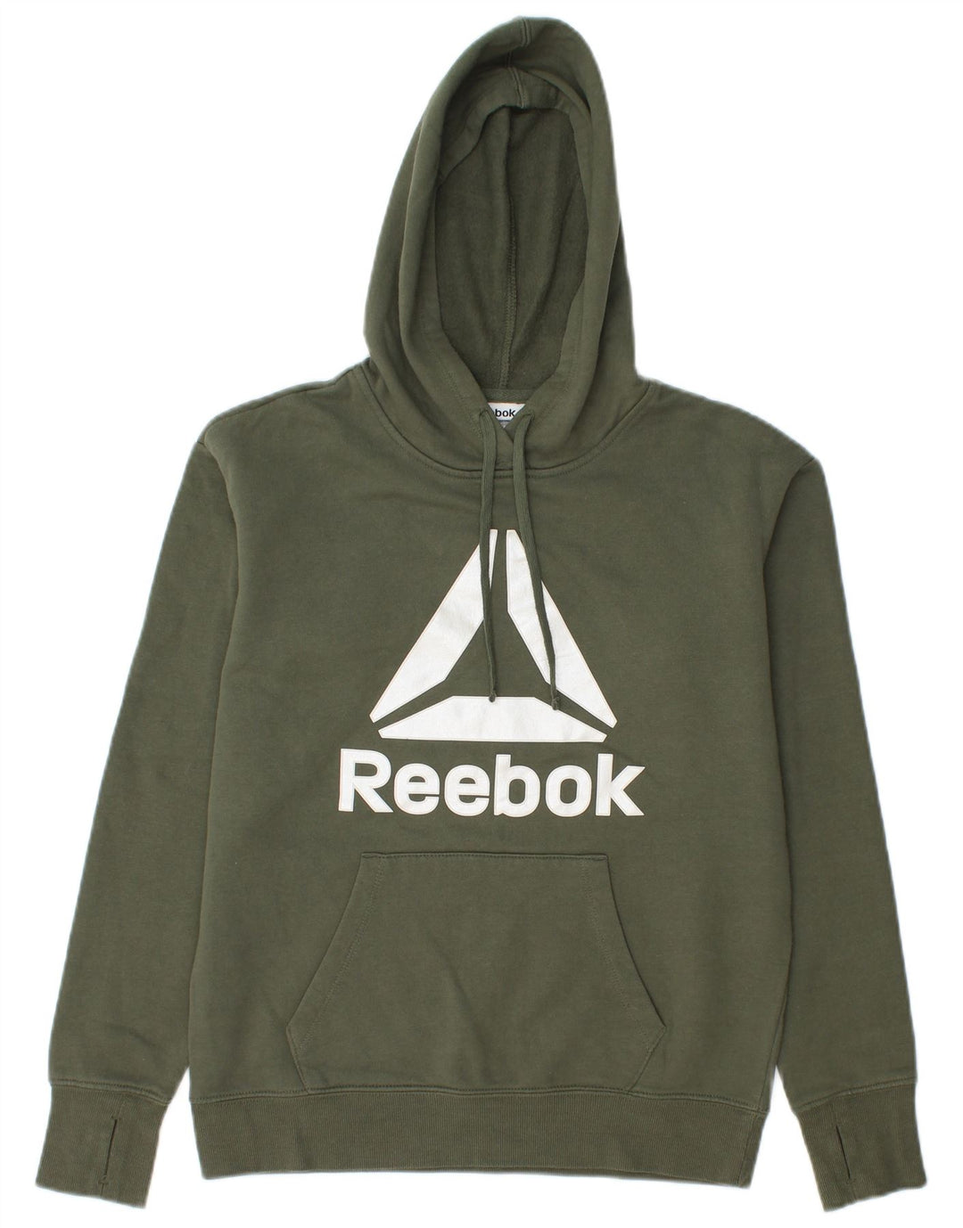 Maglione con cappuccio grafico da uomo Reebok piccolo in cotone kaki