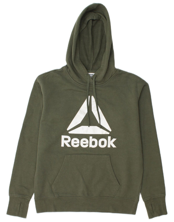 Maglione con cappuccio grafico da uomo Reebok piccolo in cotone kaki