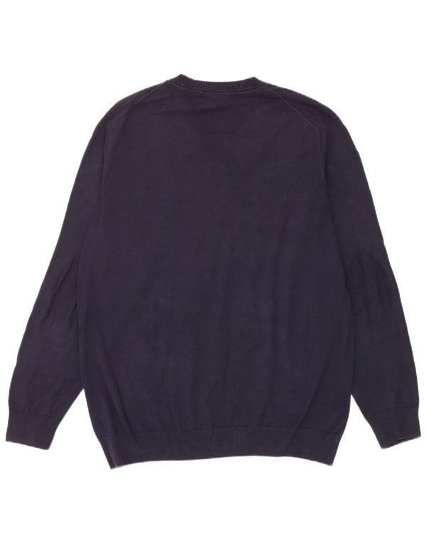 Maglione maglione da uomo con scollo a V Lacoste taglia 6 XL cotone blu navy