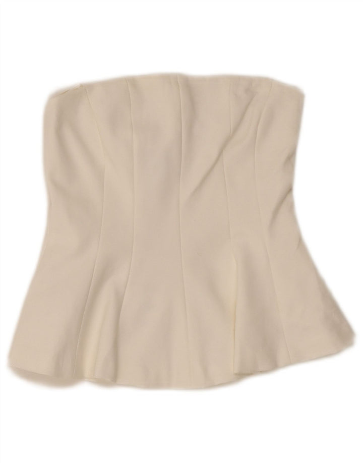 Top corto senza spalline da donna Zara UK 4 XS poliestere bianco