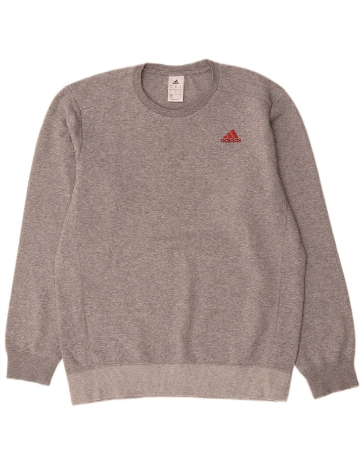 Felpa da uomo Adidas Felpa in cotone chiazzato grigio medio