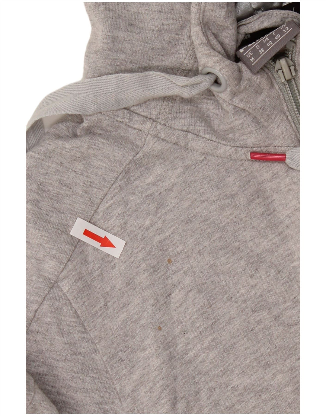 Maglione con cappuccio e zip da donna Puma UK 12 Cotone grigio medio