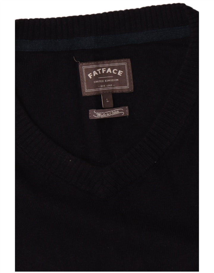 Maglione da uomo con scollo a V Fat Face, grande cotone blu navy