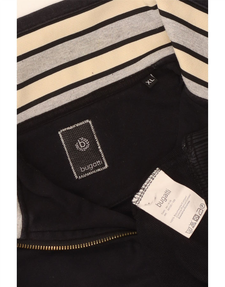 Felpa Bugatti da uomo con zip e collo, maglione XL, cotone nero