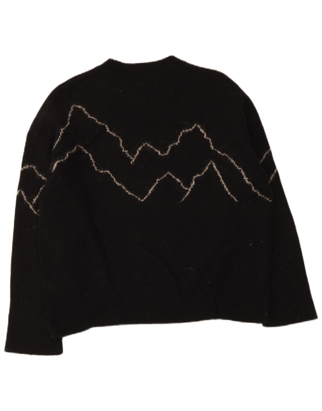 Maglione maglione girocollo da donna All Saints UK 16 grande lana nera
