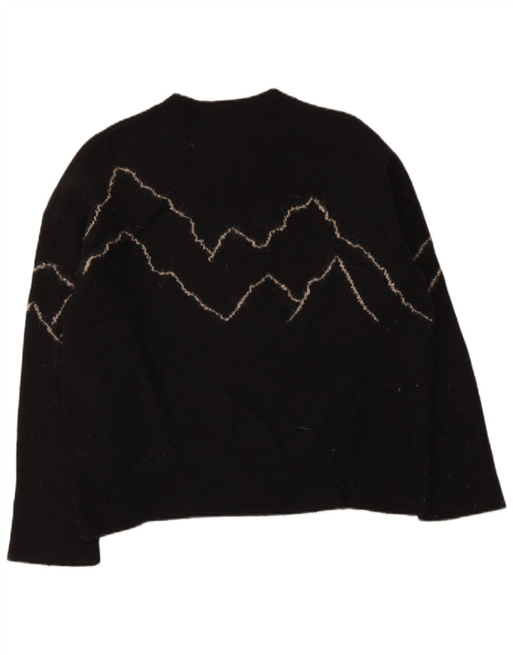 Maglione maglione girocollo da donna All Saints UK 16 grande lana nera