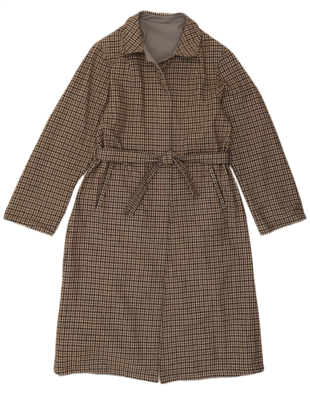 Cappotto reversibile reversibile vintage da donna IT 46 piccolo quadretto grigio