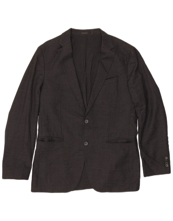 Giacca blazer da uomo a 2 bottoni Hugo Boss UK 50 grande lana vergine nera