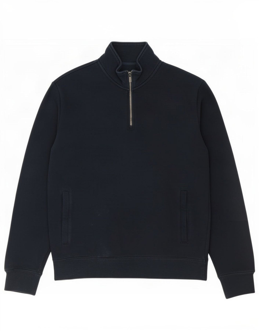 Felpa da uomo Marks & Spencer con zip e collo, media, in cotone blu navy