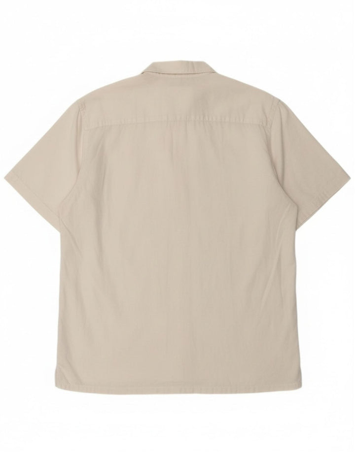 Camicia Sisley da uomo a maniche corte, vestibilità regolare, in lino bianco medio