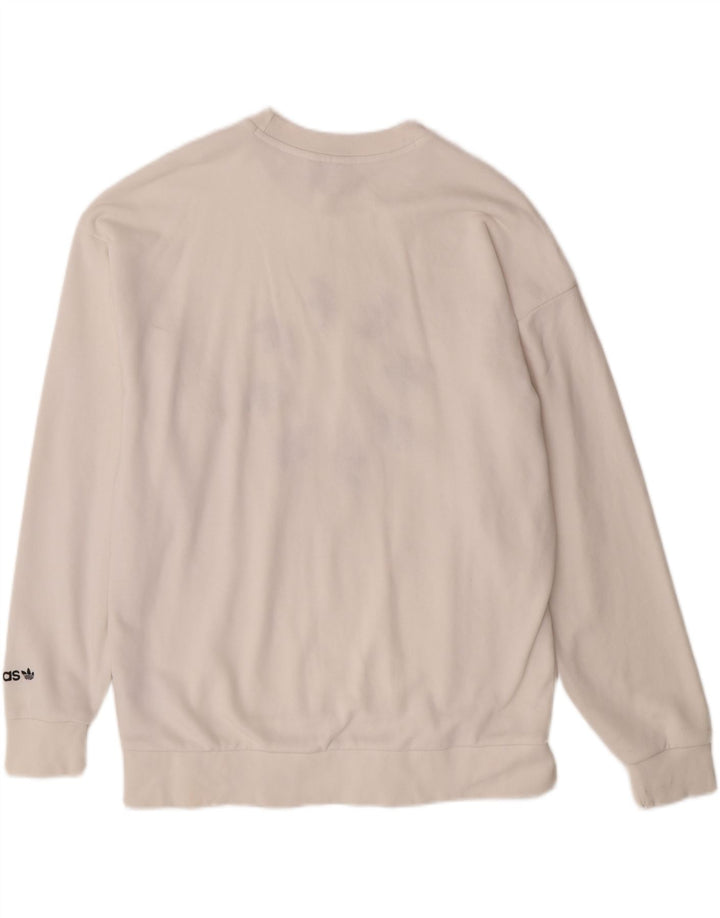 Felpa con grafica oversize da donna ADIDAS UK 12 media bianco sporco