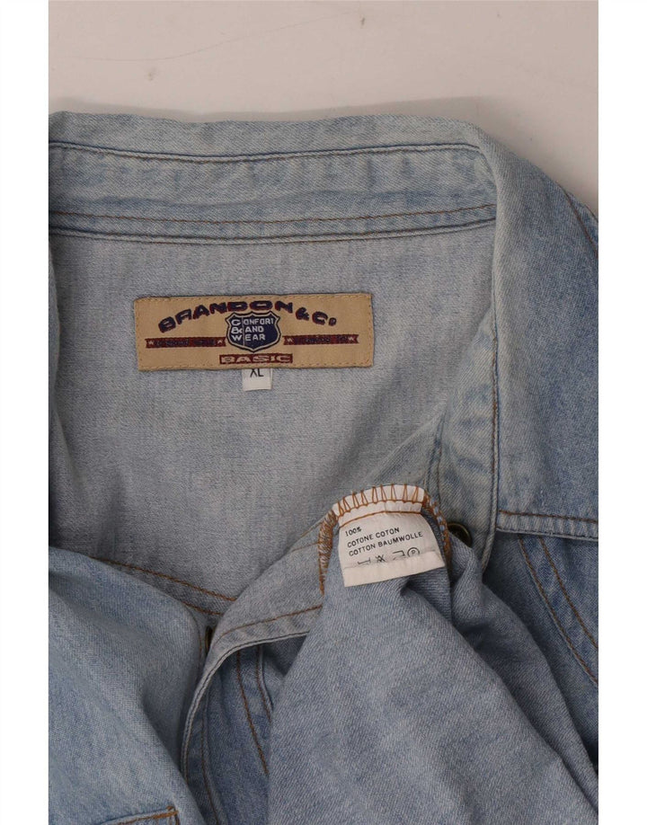 Camicia di jeans da uomo Brandon & C XL in cotone blu