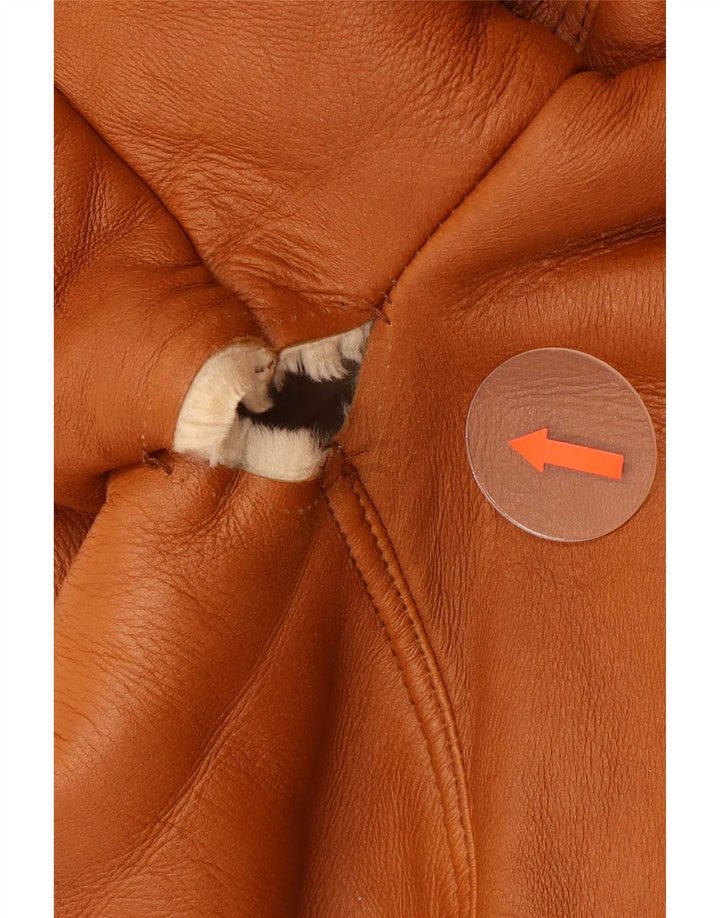 Giubbotto vintage in shearling da uomo IT 48 Colorblock marrone medio