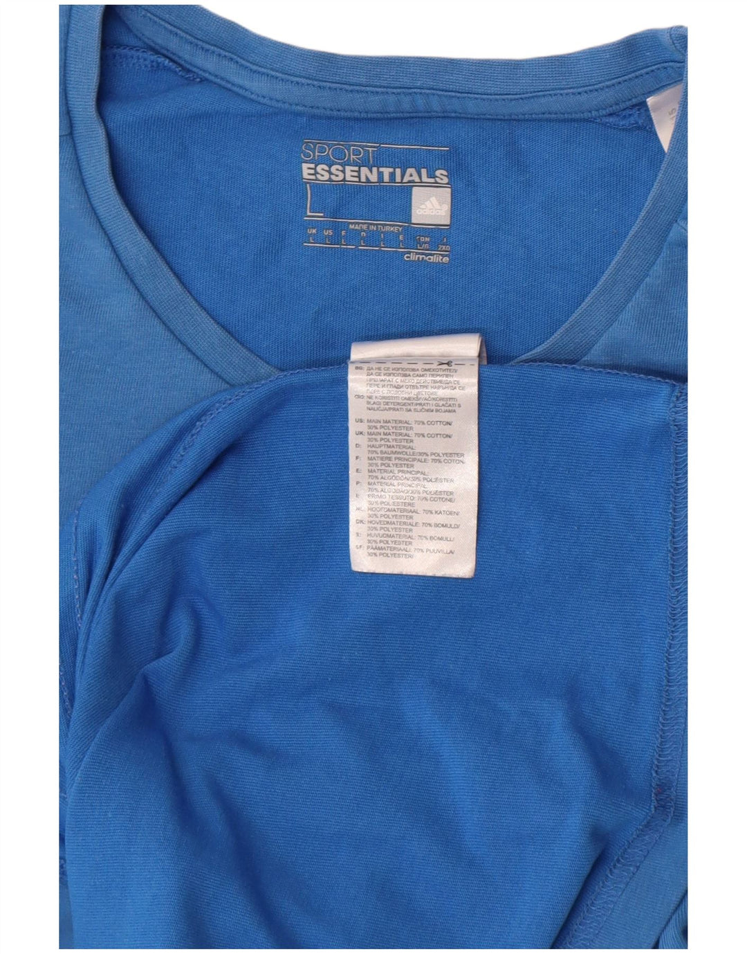 T-shirt Adidas Climalite da uomo grande in cotone blu