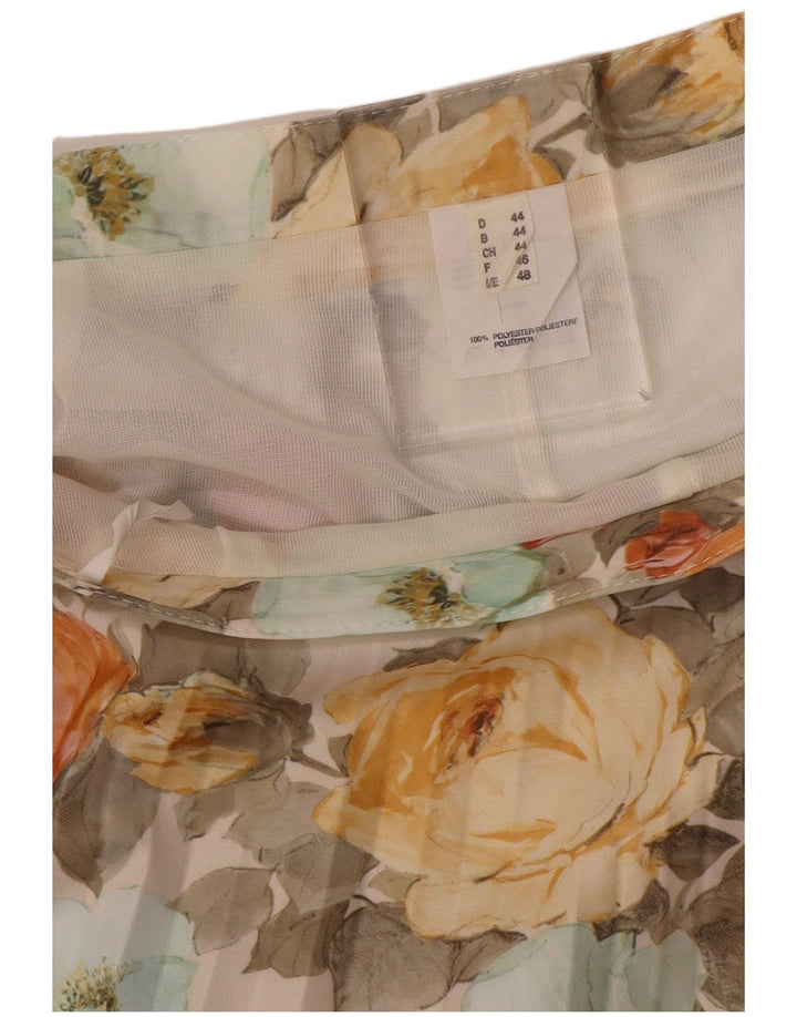 Gonna a pieghe da donna VINTAGE EU 44 XL W32 Poliestere floreale multicolore