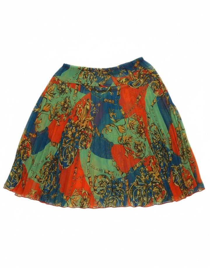 Gonna a trapezio da donna vintage W25 XS poliestere floreale multicolore
