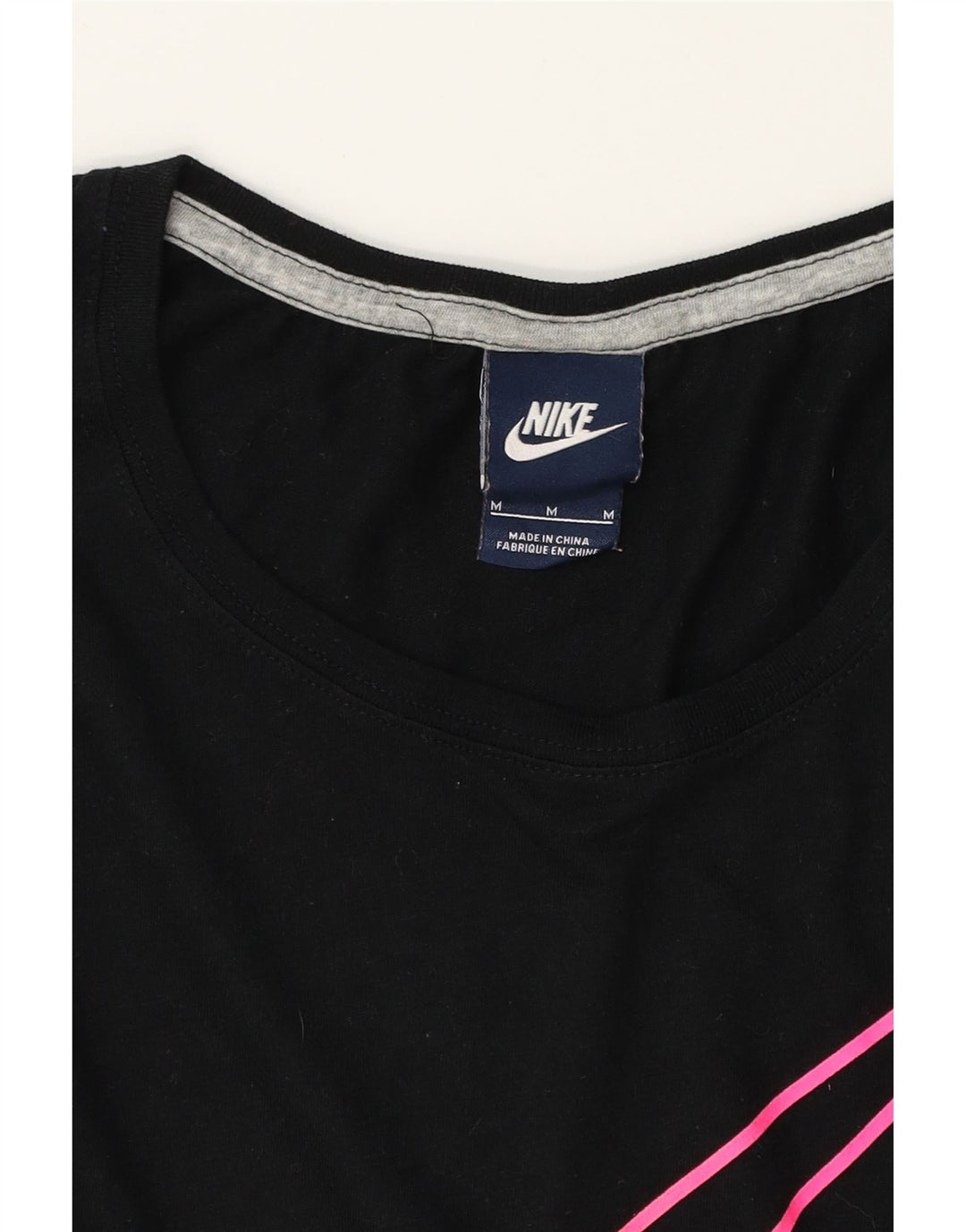 NIKE Womens Graphic Top Long Sleeve UK 14 Medium Black Polyester Vintage Nike and Second-Hand Nike from Messina Hembry 
