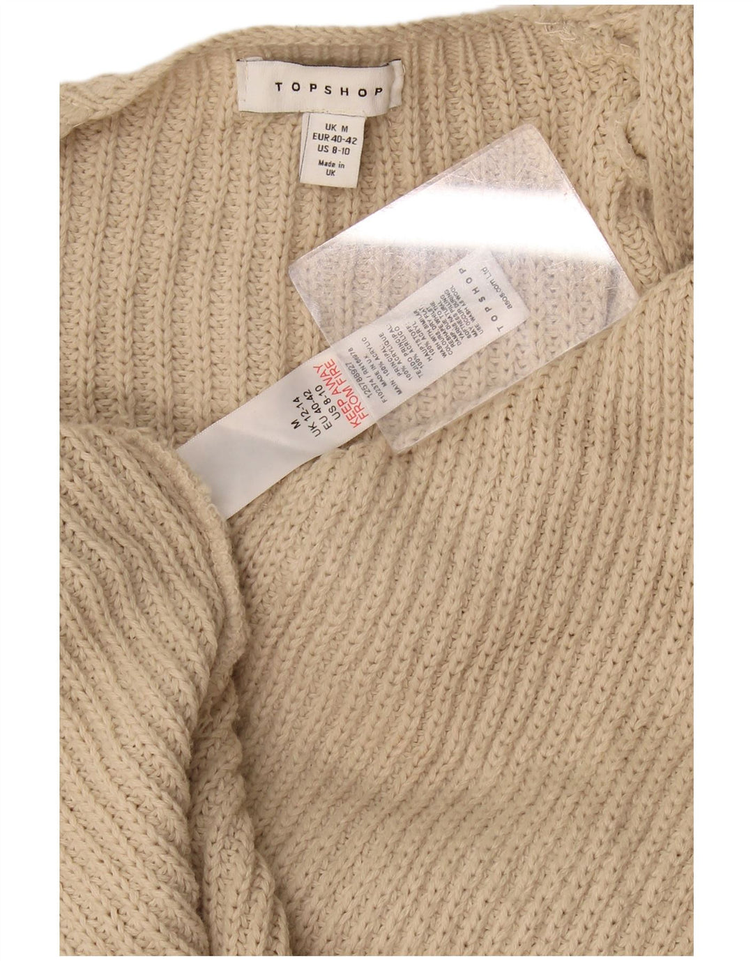 Maglione cardigan aperto oversize da donna con linea lunga oversize Topshop UK 14 Beige medio