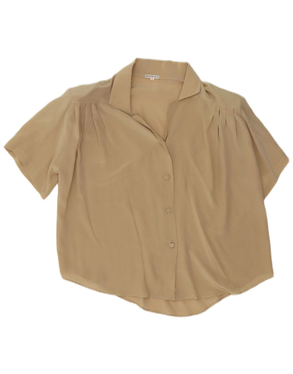 Camicetta oversize a maniche corte da donna vintage UK 14 Seta beige media
