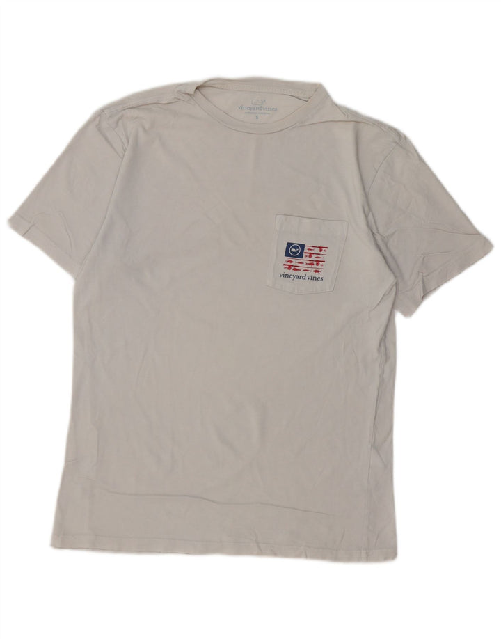 VINEYARD VINES T-shirt grafica da uomo Top piccola in cotone bianco sporco