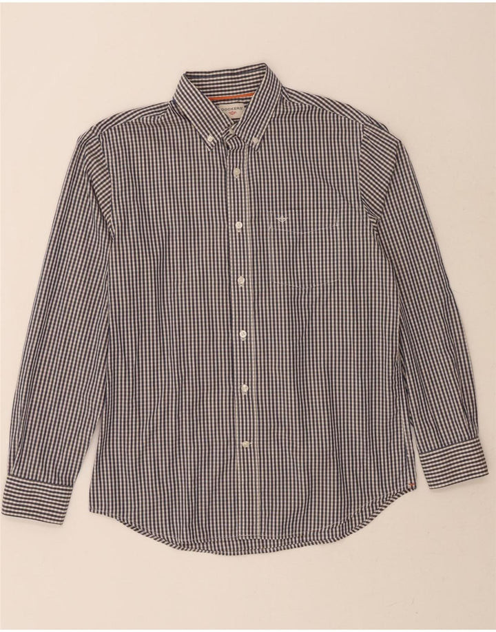 DOCKERS Mens Shirt Medium Navy Blue Gingham Cotton Vintage Dockers and Second-Hand Dockers from Messina Hembry 