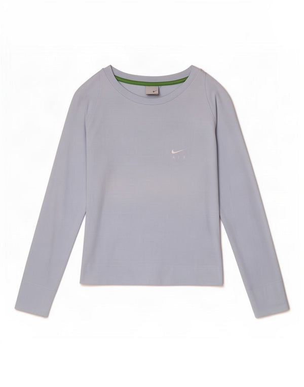 Nike Womens Top Long Sleeve UK 10/12 Medium Blue Cotton