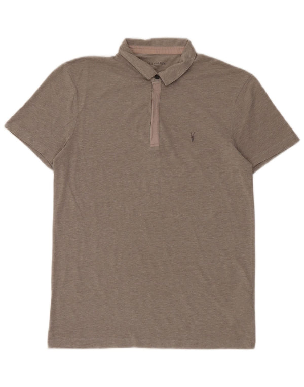 Polo da uomo All Saints piccola in cotone a righe grigie