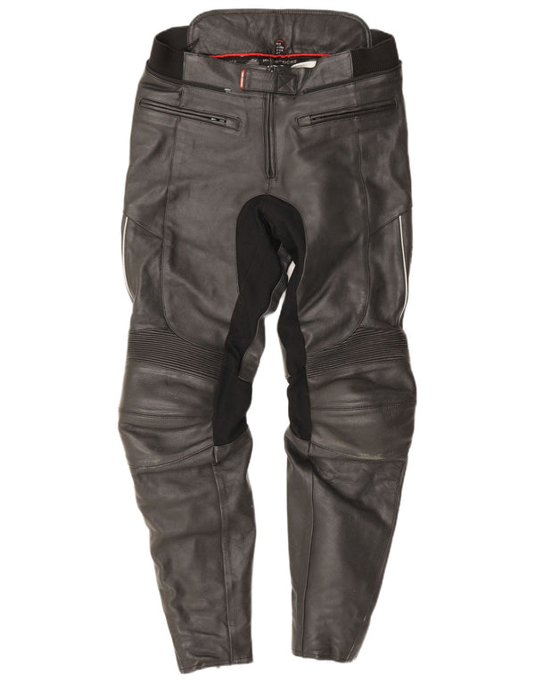 Pantaloni da motociclista in pelle da uomo Hein Gericke W32 L30 Blocco colore nero