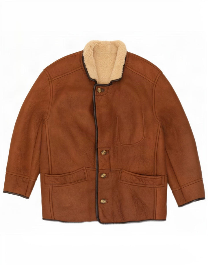 Giacca in pelle Sherpa da uomo Aston UK 40 grande marrone