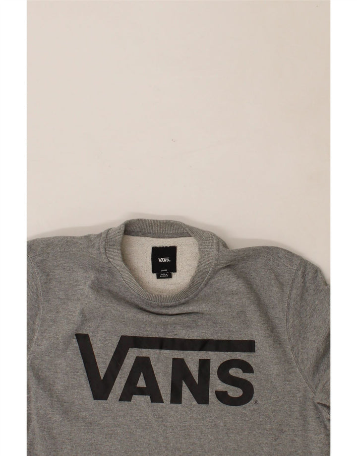 VANS Womens Graphic Sweatshirt Jumper UK 14 Large Grey Cotton Vintage Vans and Second-Hand Vans from Messina Hembry 