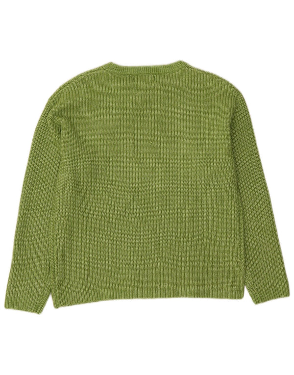 Marks & Spencer Womens Boat Neck Jumper Sweater UK 10 Small Green Polyester