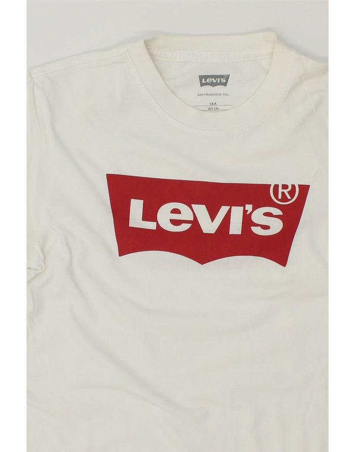 LEVI'S Boys Graphic T-Shirt Top 13-14 Years Off White Vintage Levi's and Second-Hand Levi's from Messina Hembry 