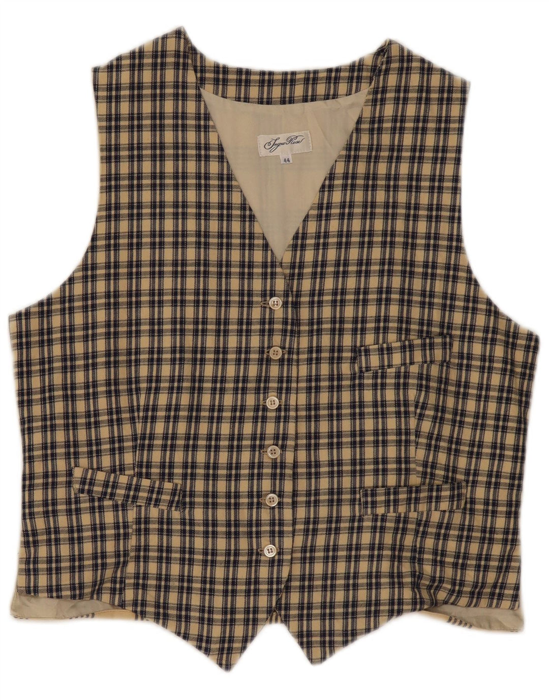 Gilet Donna Ingro Rose IT 44 Cotone Check Beige Medio