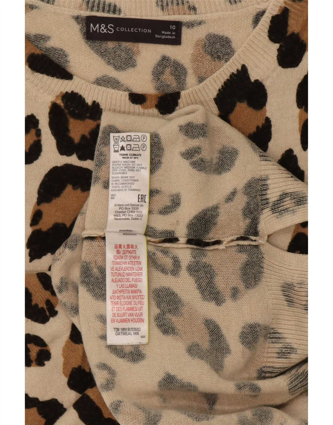 Maglione maglione con scollo a barca da donna Marks & Spencer UK 10 piccolo Beige