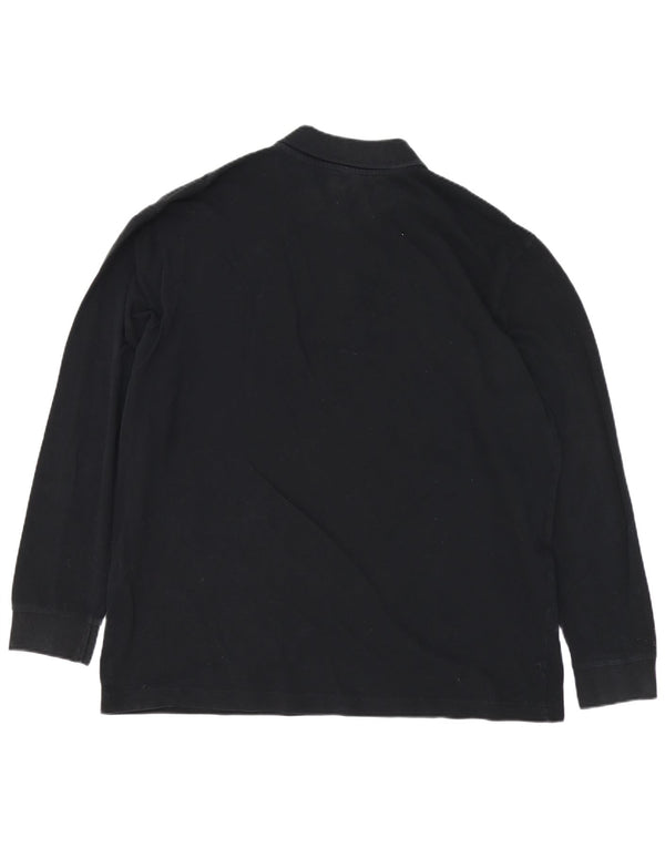 Polo Kappa Uomo Manica Lunga 3XL Cotone Nero