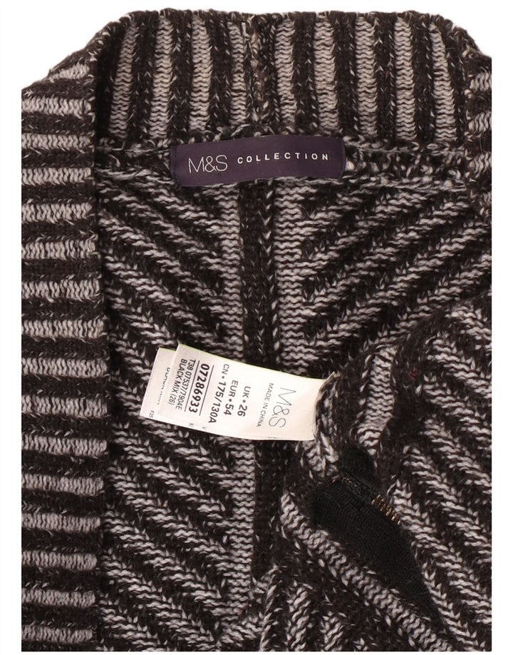 Maglione cardigan aperto da donna Marks & Spencer UK 26 5XL Acrilico a righe grigie
