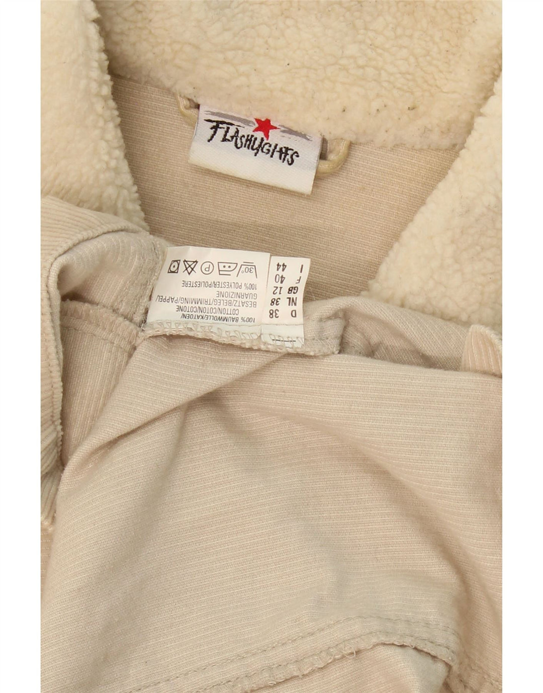 FLASH LIGHTS Womens Corduroy Jacket UK 12 Medium  Beige Cotton