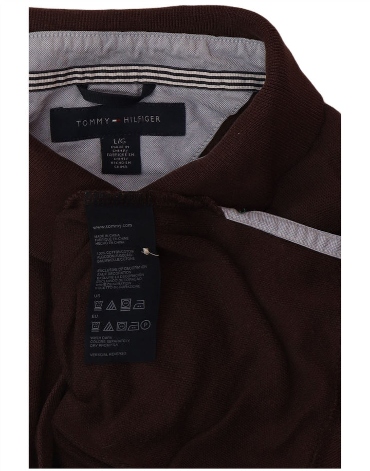 TOMMY HILFIGER Polo da uomo grande in cotone marrone