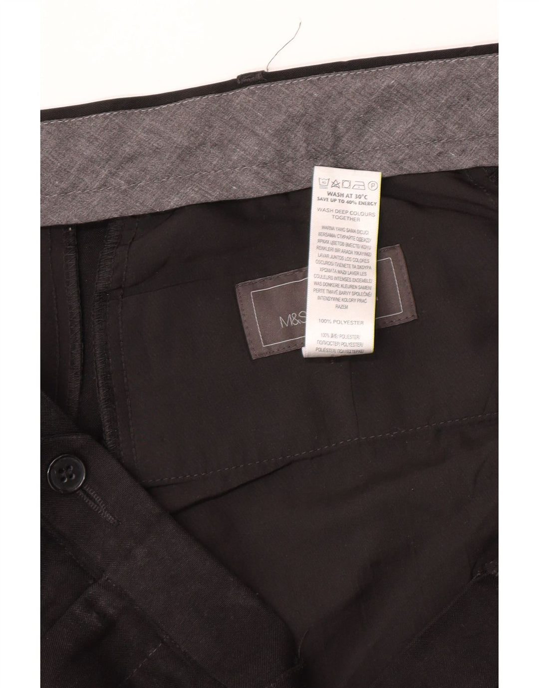 Pantaloni da abito vestibilità regolare Marks & Spencer da uomo W40 L31 poliestere nero
